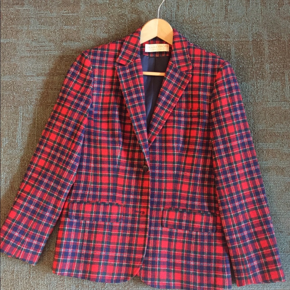 Virgin Pendleton Christmas Plaid Wool Blazer - image 1